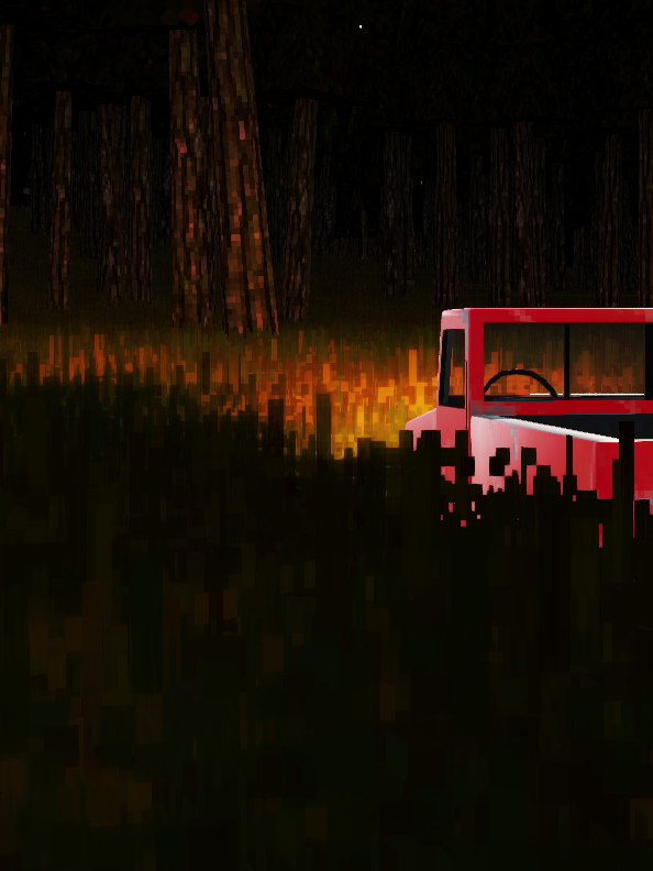 A 3D render of a truck in a forest, captured within the game Undead Logistics.